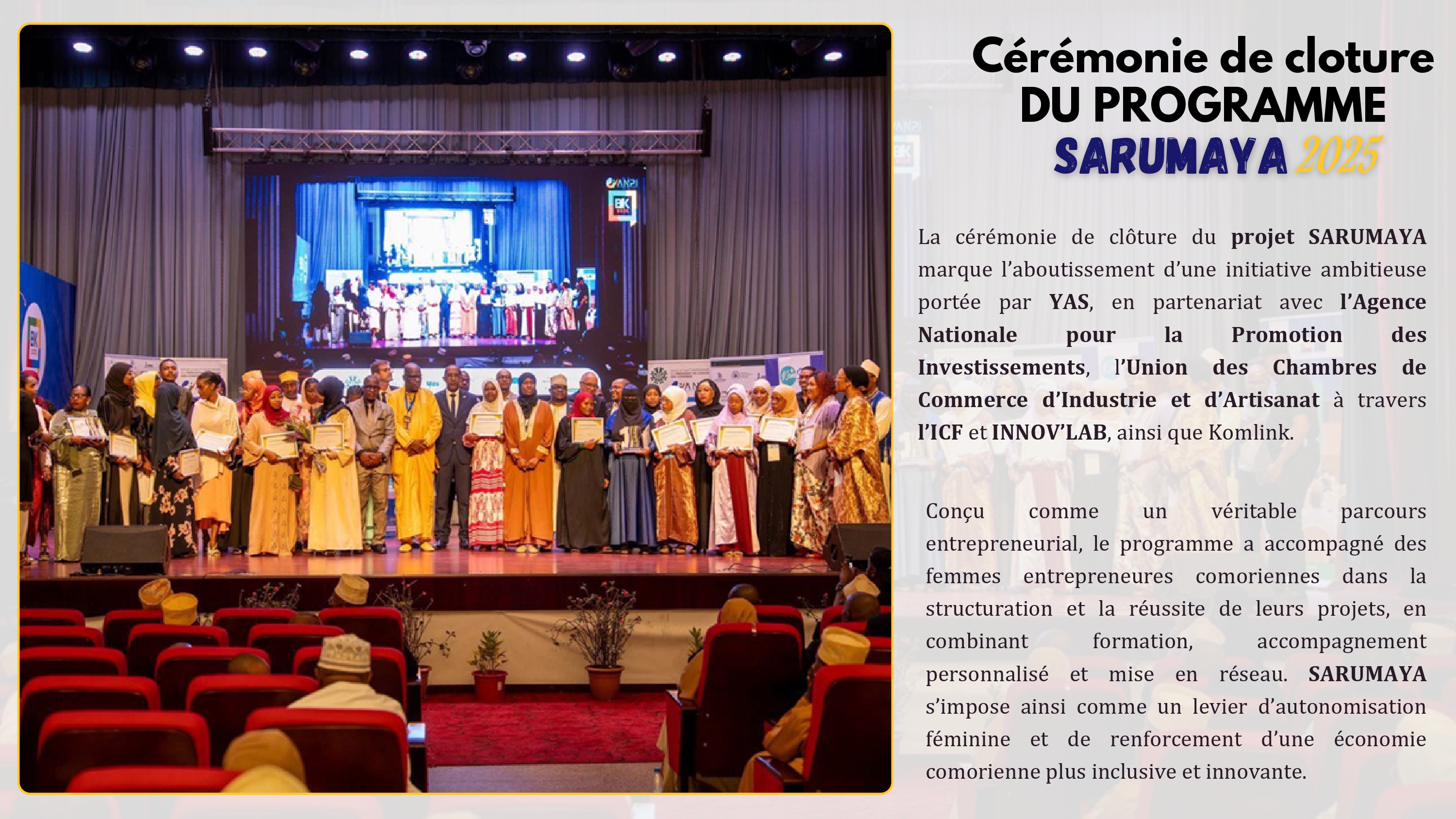Lauréates du Programme Sarumaya 1, financé par YAS Comores
